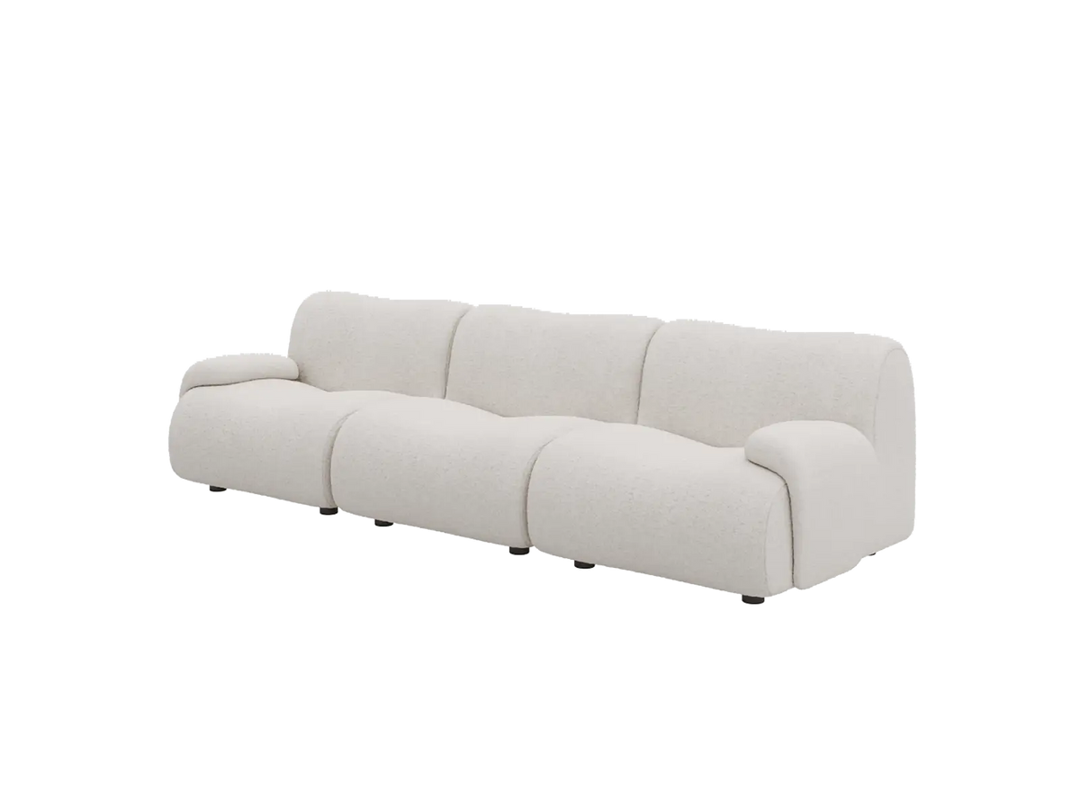 Teddy Fleece 3-Seater White Small Space Couch Sectional | 3-Piece, Modular Design, Fixed Upholstery, Low Pillow Arm — product view 4