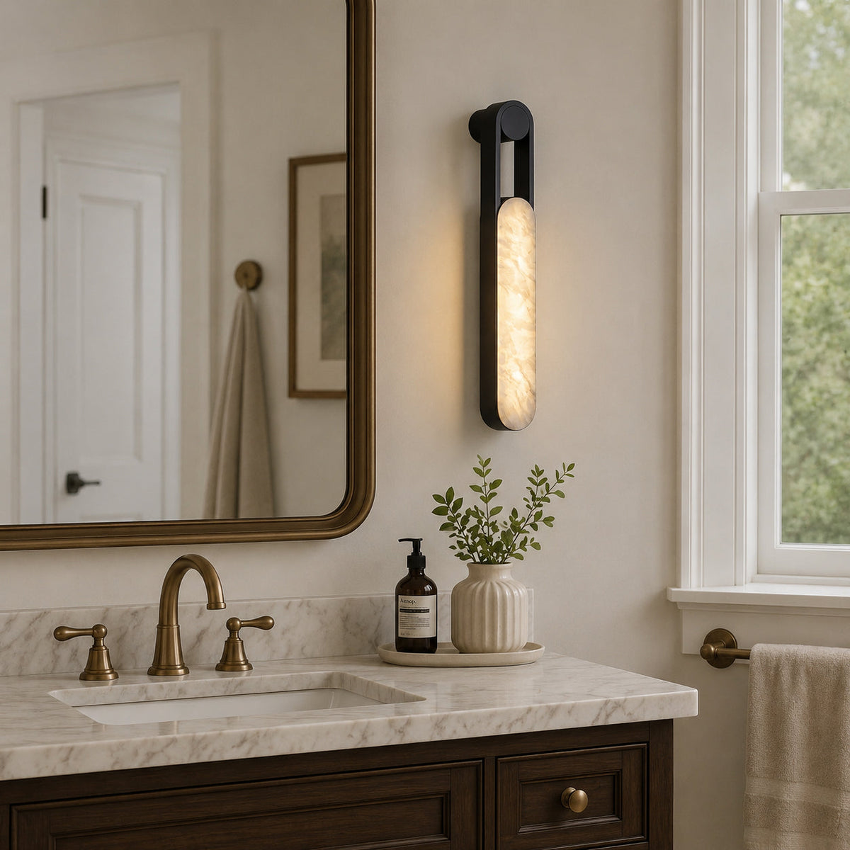 Tether Long Alabaster Wall Sconce — product view 3