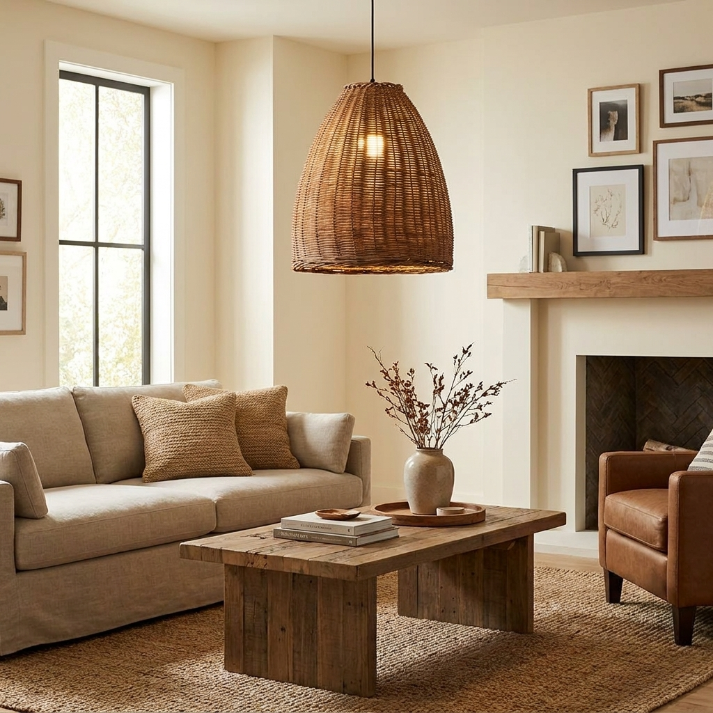 Thatch Woven Rattan Pendant Lamp — product view 2