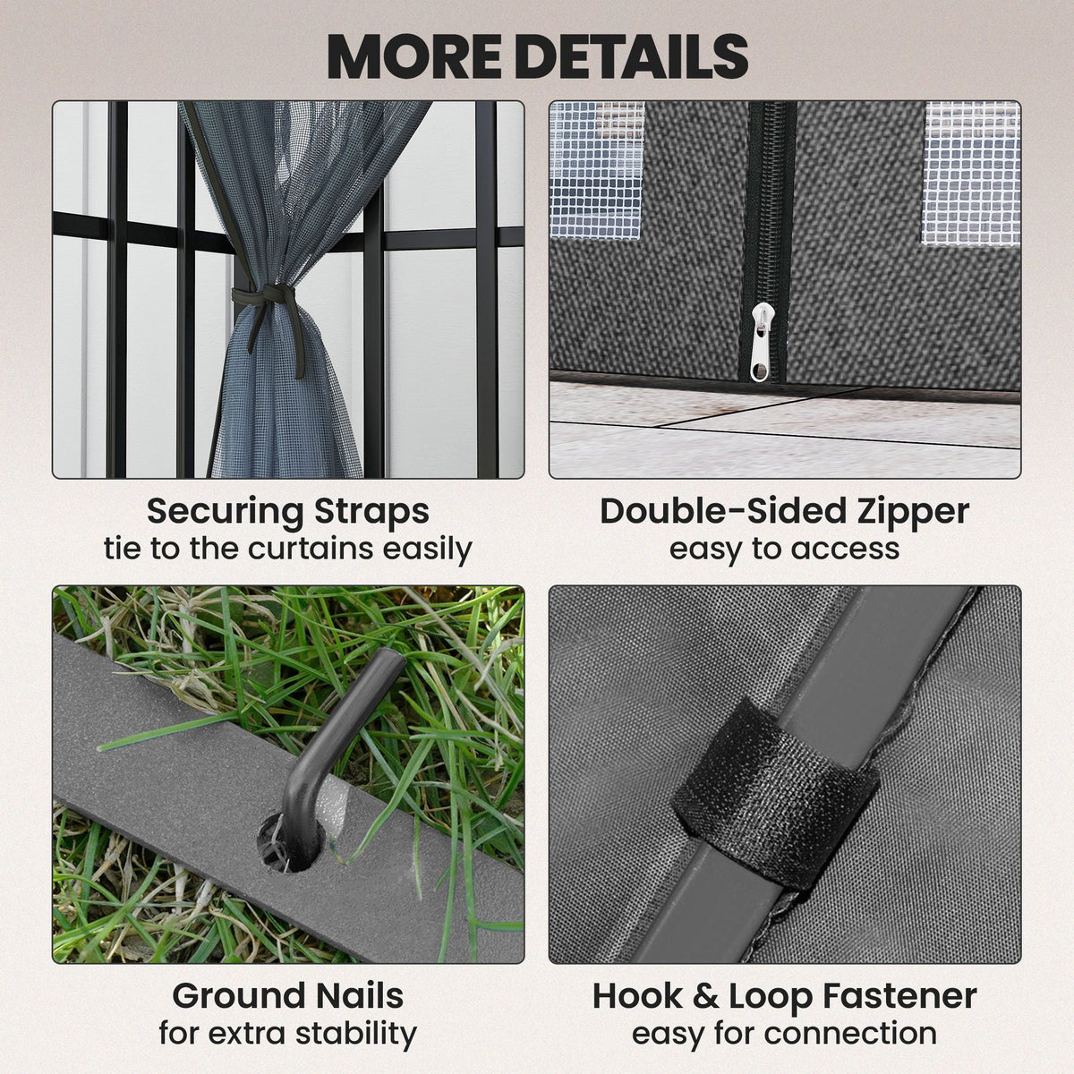 10' x 10' Soft Top Gazebo with Mosquito Netting, Dark Grey — product view 7