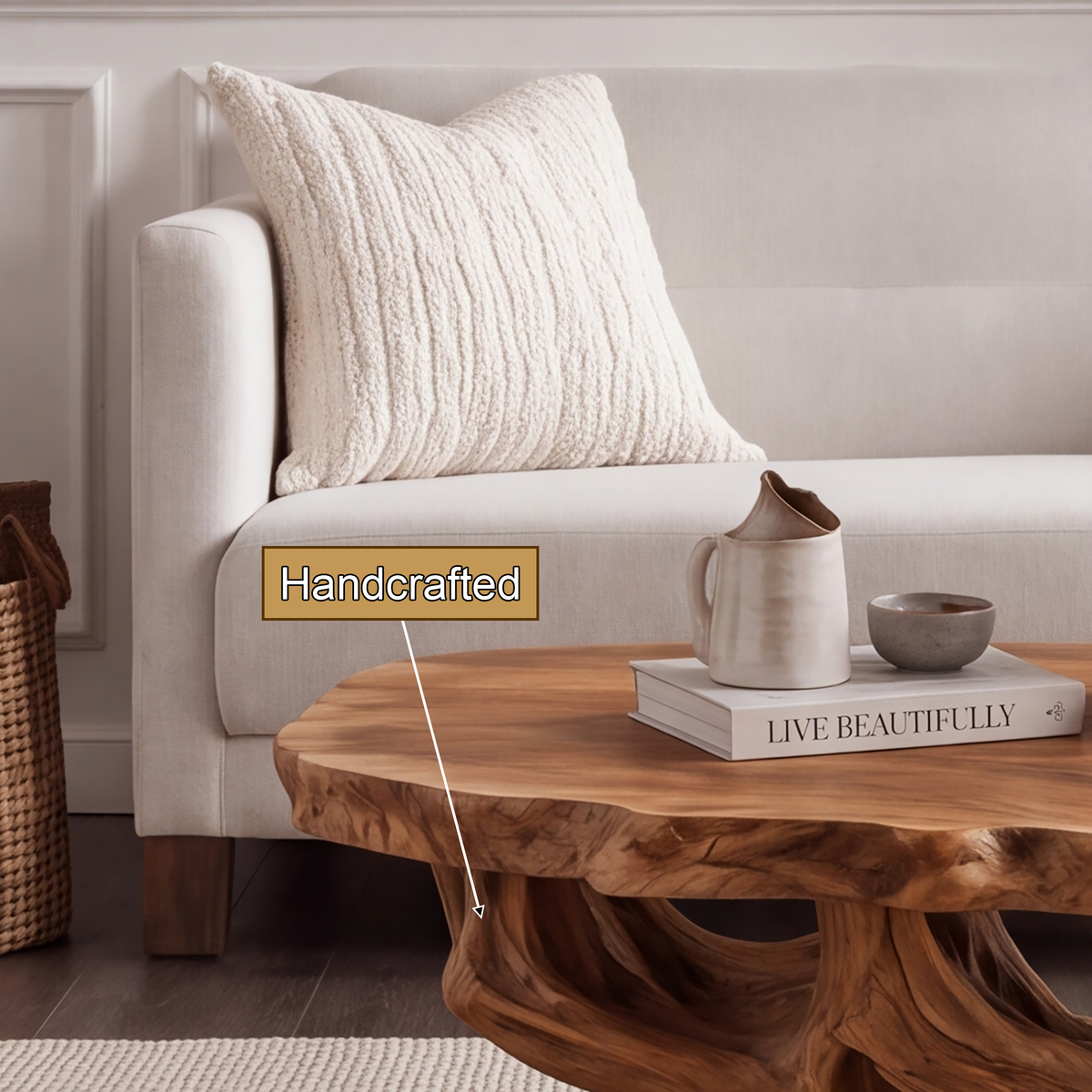 Averelle Handcrafted Solid Wood Coffee Table — product view 5