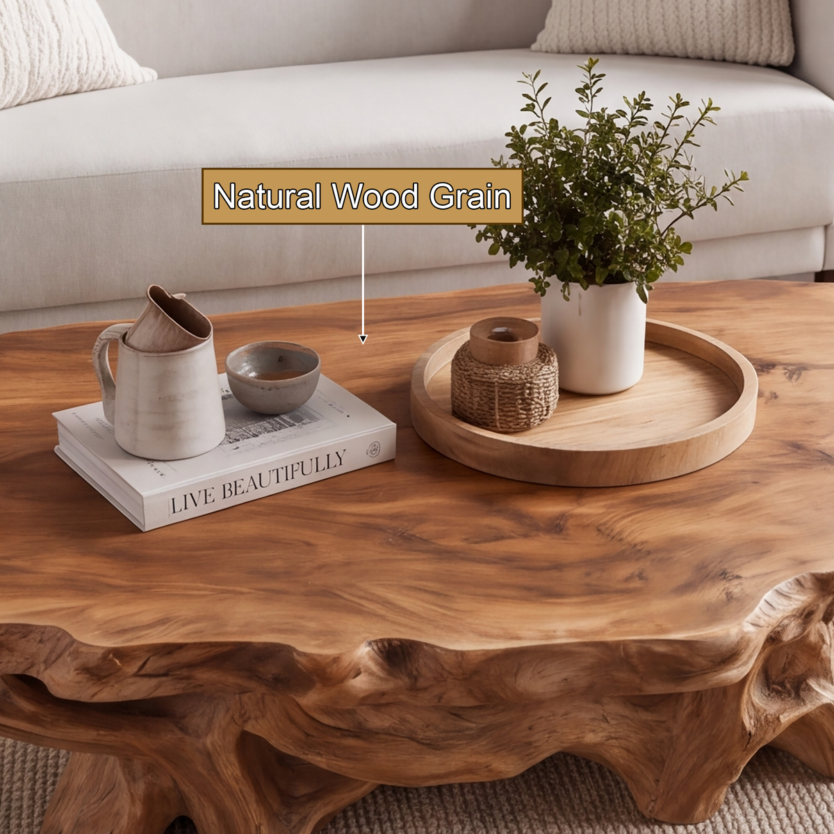Averelle Handcrafted Solid Wood Coffee Table — product view 4