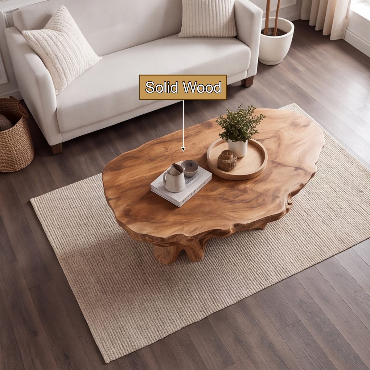 Averelle Handcrafted Solid Wood Coffee Table — product view 3