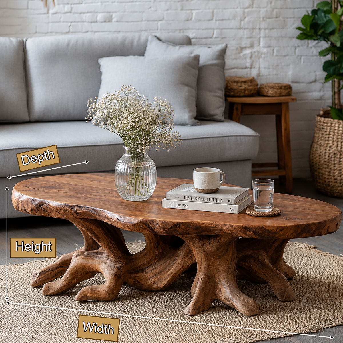Elvaris Handcrafted Solid Wood Coffee Table — product view 2