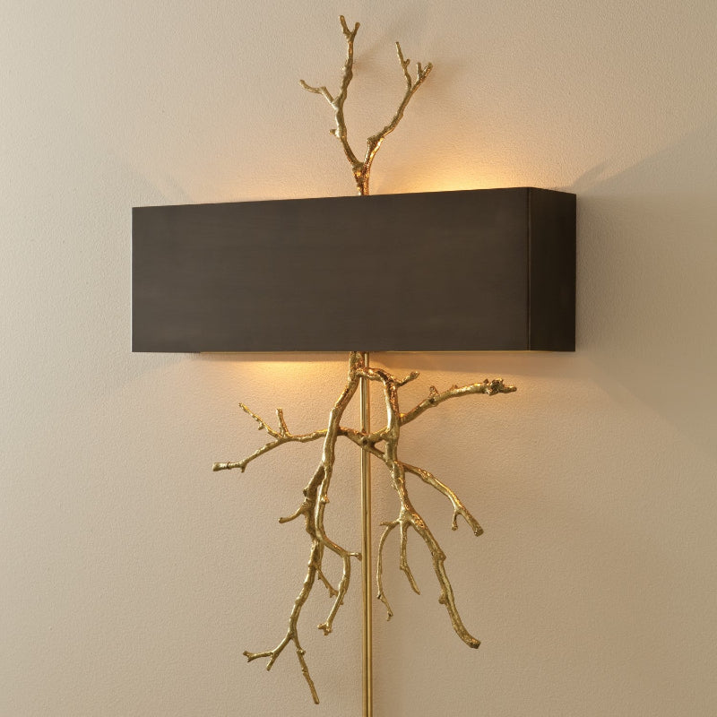 Twig Sculptural Wall Lamp Organic Branch LED Warm White Living Room Bedroom Restaurant — Brass Black — product view 2