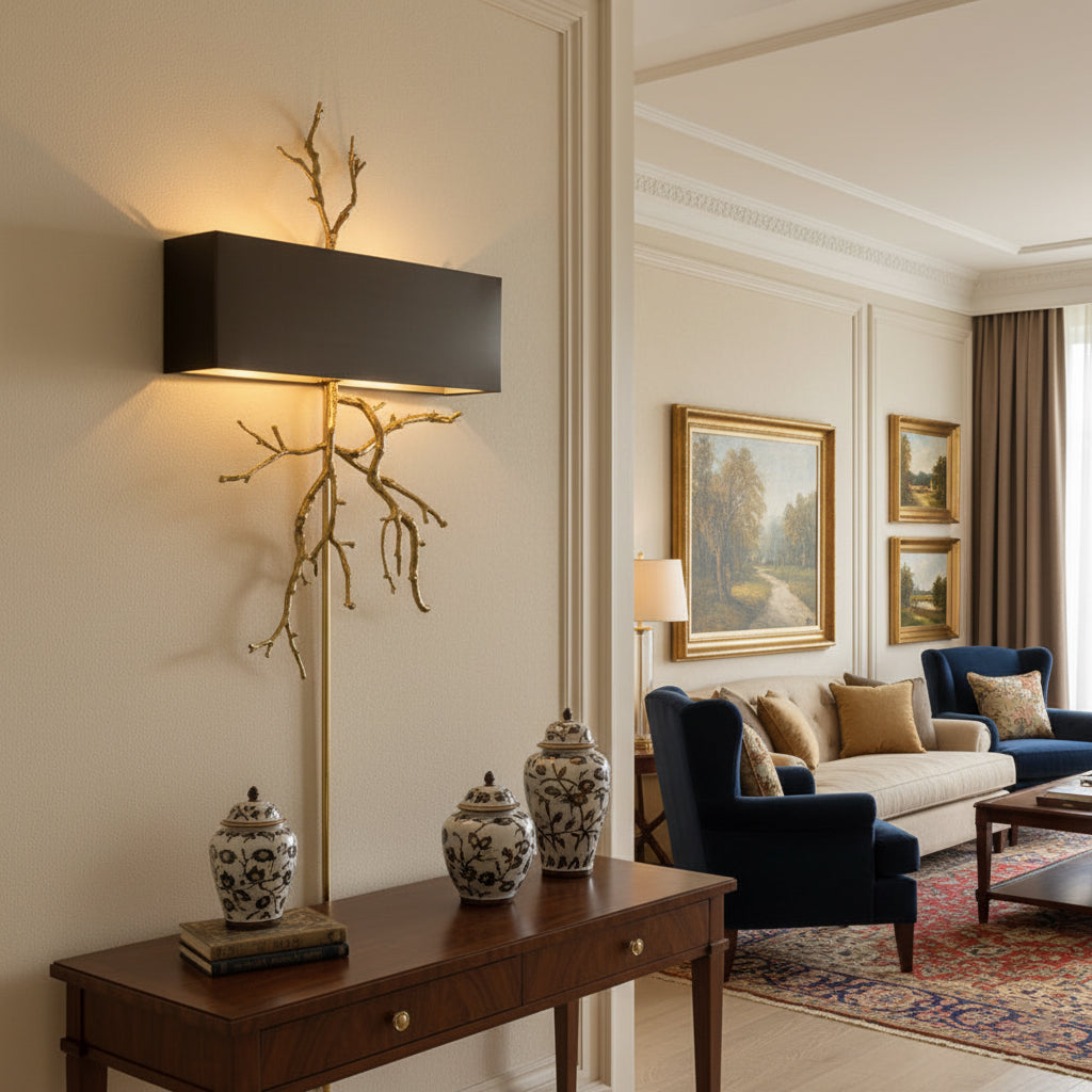 Twig Sculptural Wall Lamp Organic Branch LED Warm White Living Room Bedroom Restaurant — Brass Black — product view 4