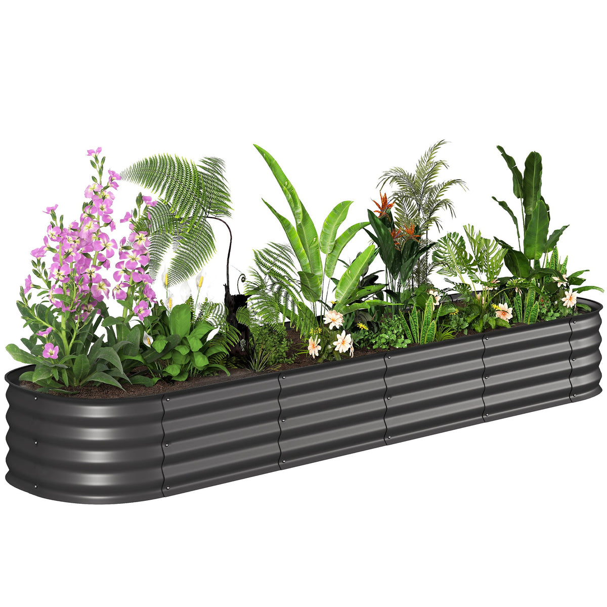 8' x 2' x 1' Galvanized Raised Garden Bed Kit, Dark Gray — product view 1