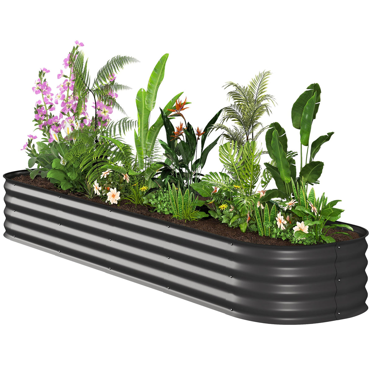 8' x 2' x 1' Galvanized Raised Garden Bed Kit, Dark Gray — product view 2