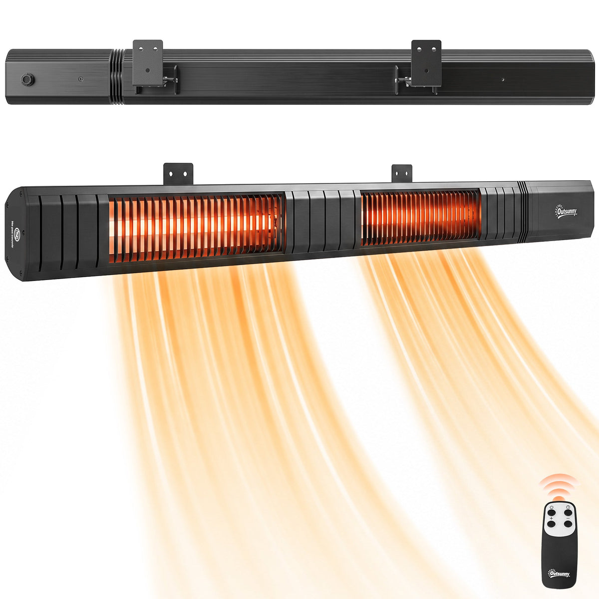 3000 W Electric Infrared Patio Heater, Wall-Mounted with 9 Heat Settings, Black — product view 1