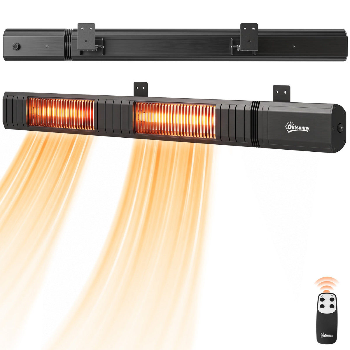 3000 W Electric Infrared Patio Heater, Wall-Mounted with 9 Heat Settings, Black — product view 2