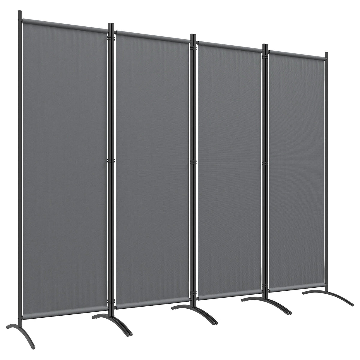 4 Panel Folding Room Divider with Wide Feet, Dark Grey — product view 1