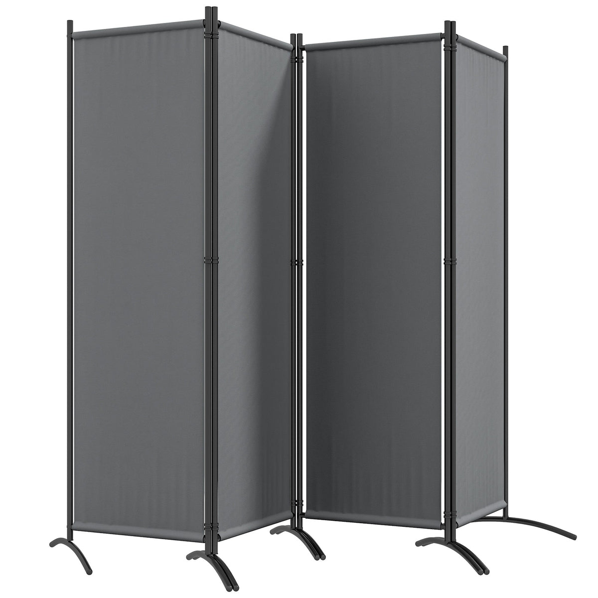 4 Panel Folding Room Divider with Wide Feet, Dark Grey — product view 2