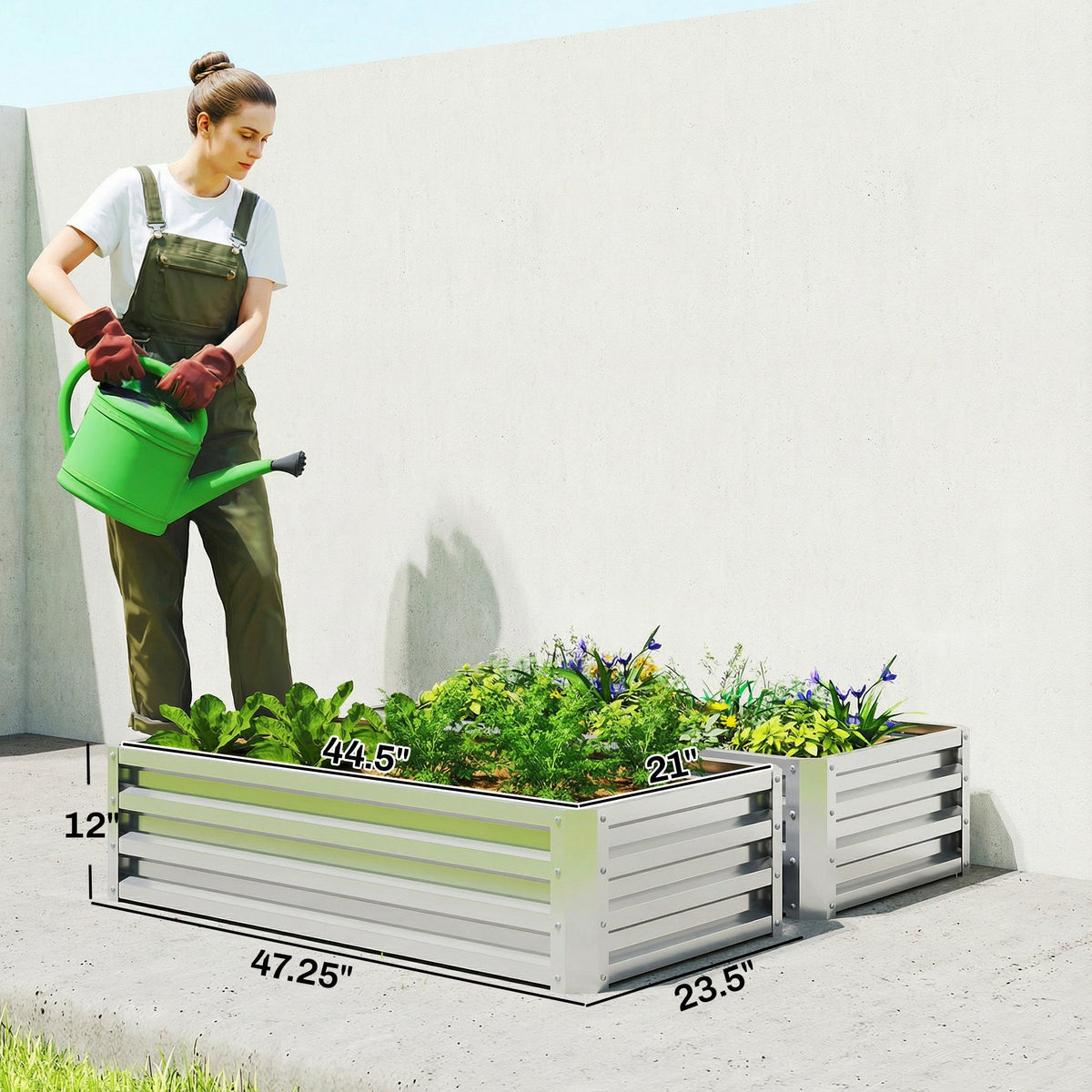 4' x 2' x 1' Galvanized Raised Garden Bed, Silver — product view 5