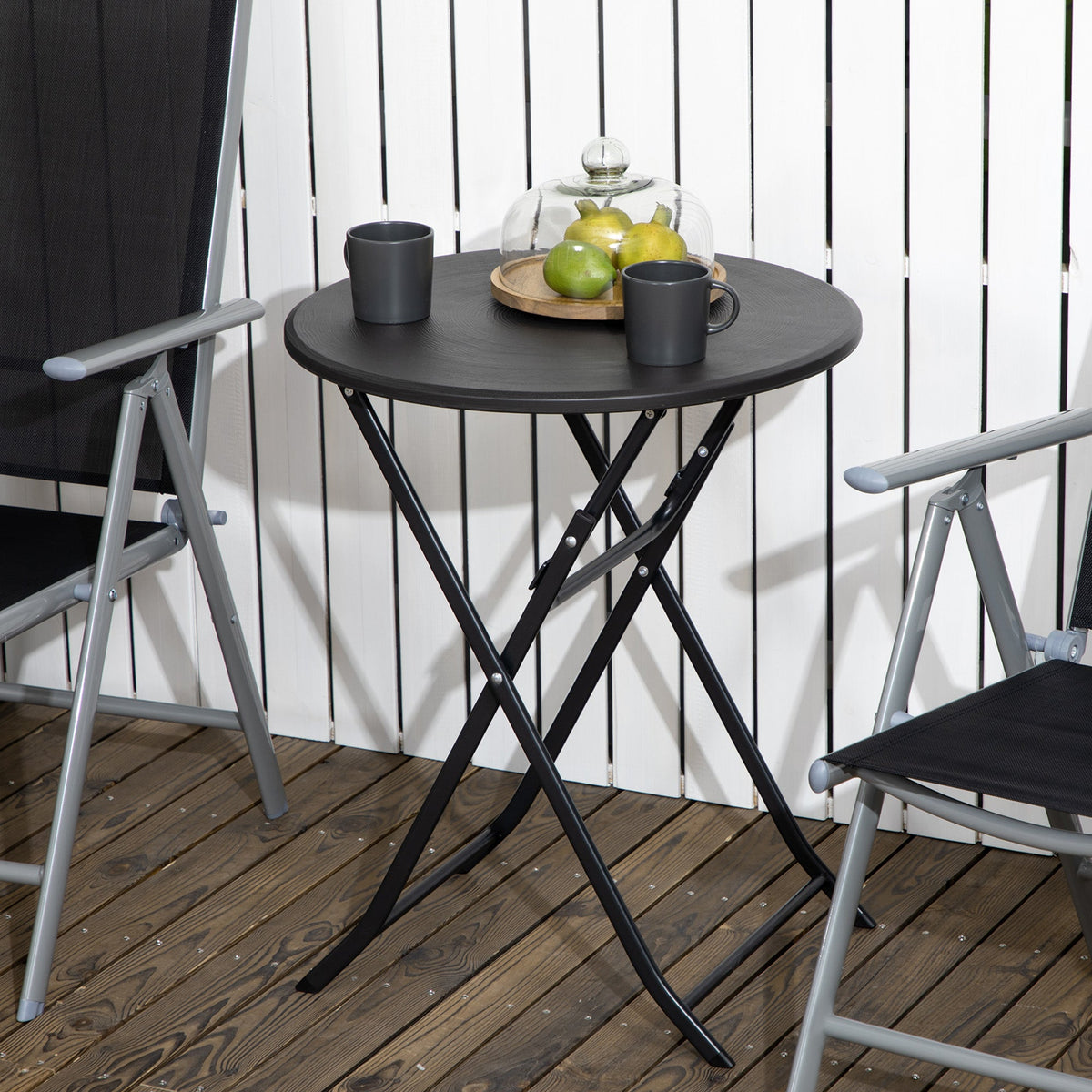 23.6" Folding Outdoor Coffee Table with HDPE Top, Dark Grey — product view 4