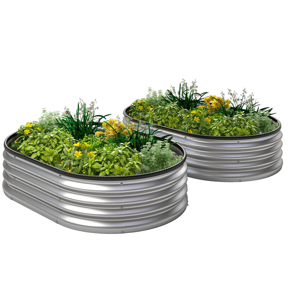 2pcs 4 x 3 x 1 ft Galvanized Raised Garden Beds, Silver — product view 2