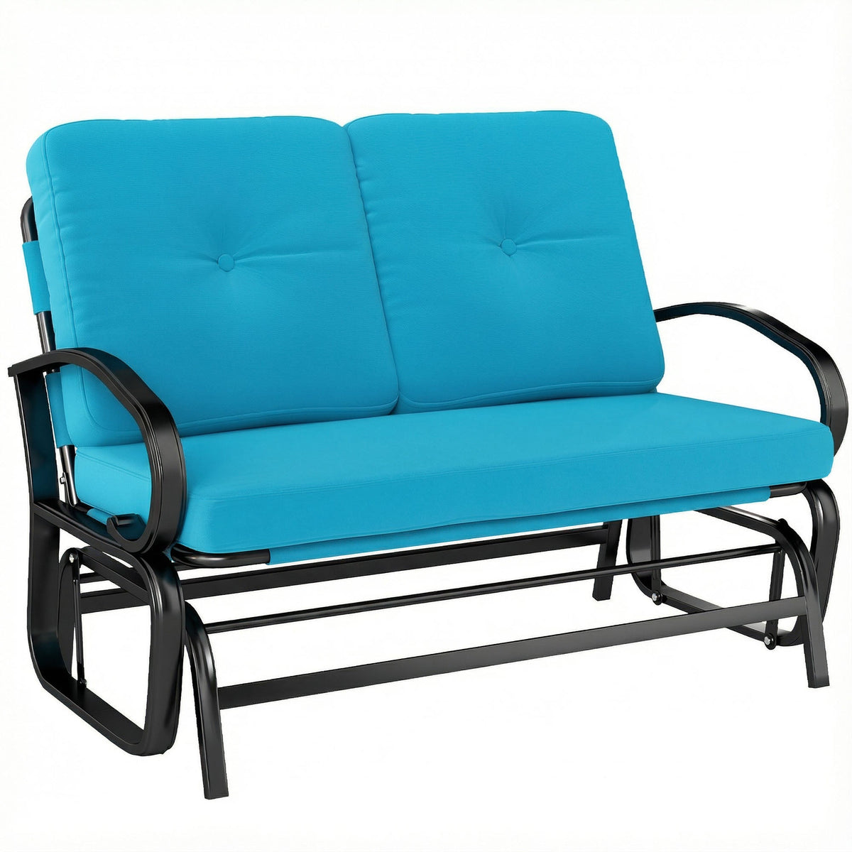 2-Person Outdoor Glider Bench with Cushions, Blue — product view 1