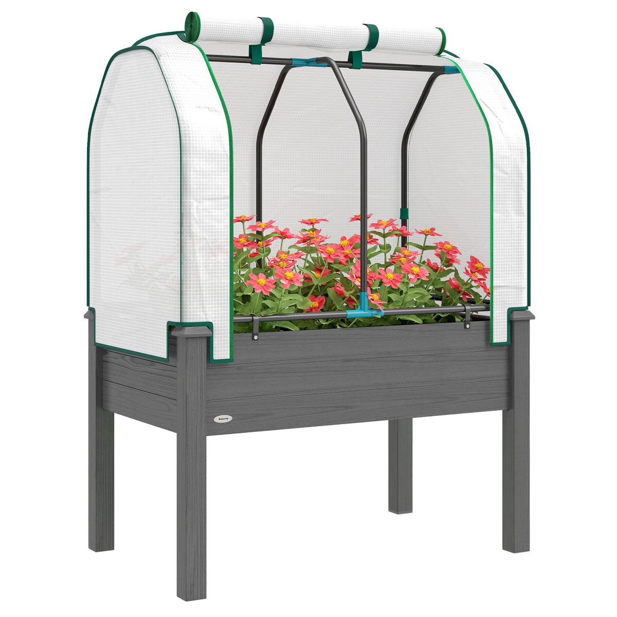 Raised Garden Bed with PE Greenhouse Cover for Herbs and Vegetables, 35 x 22 x 47 inch, Dark Gray — product view 1