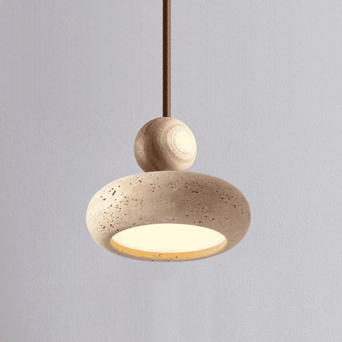 Sunlace Agate LED Pendant Light Natural Stone Minimalist Dining Room Bar — Light Wood Walnut — product view 5
