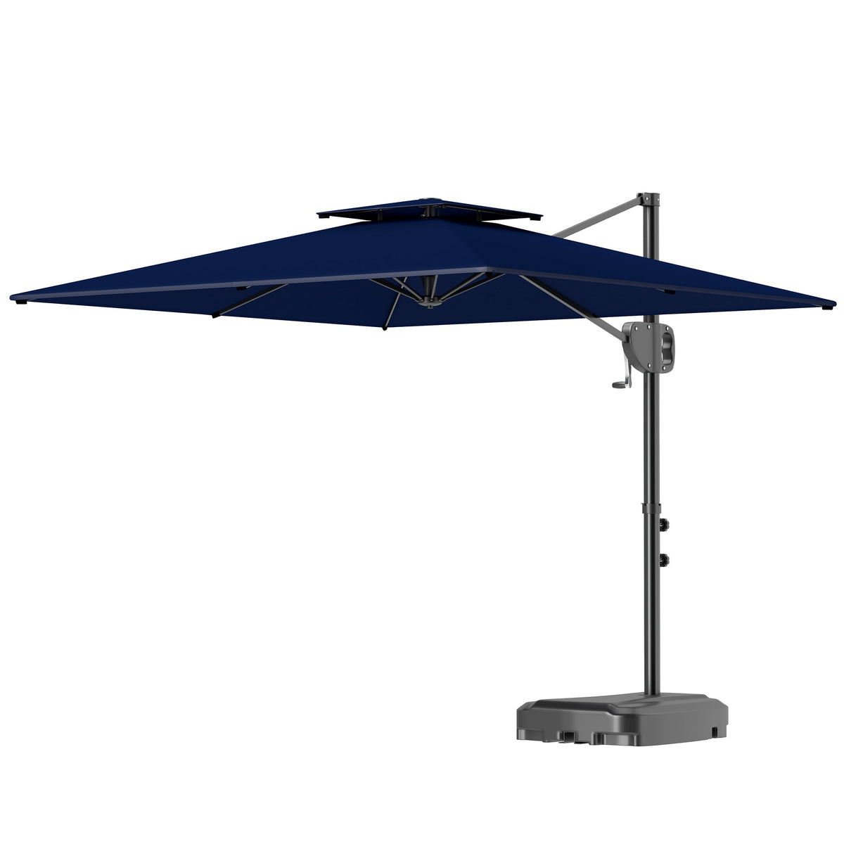 8' x 9' Square Cantilever Patio Umbrella with Fillable Base, Dark Blue — product view 2