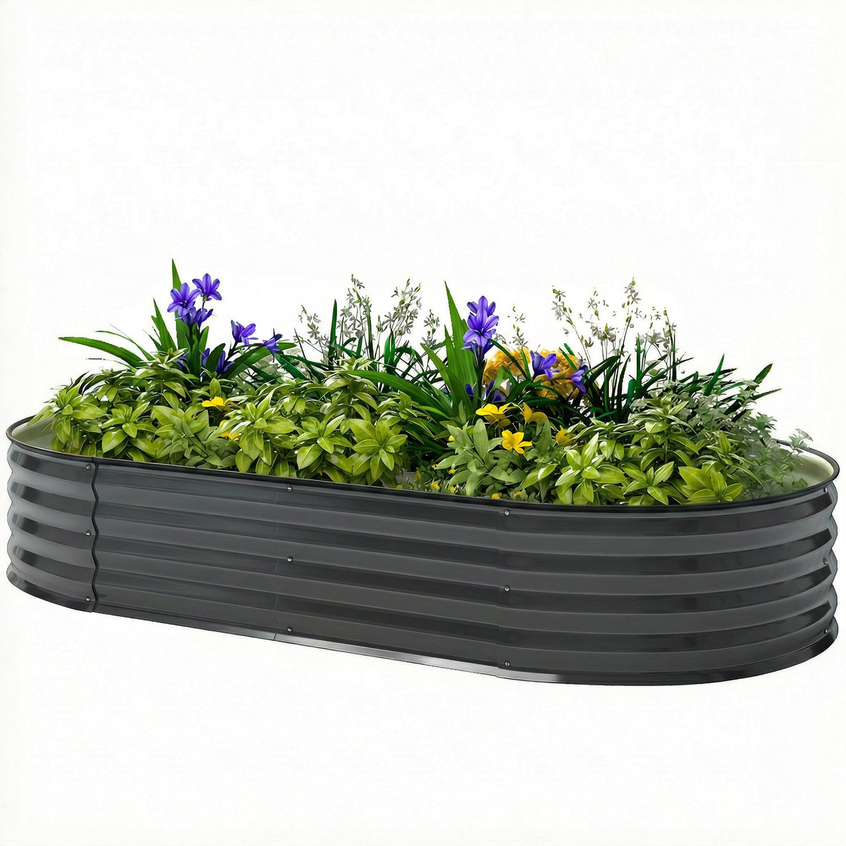 180 x 90 x 30 cm Galvanised Raised Garden Bed with Safety Edging, Dark Grey — product view 2