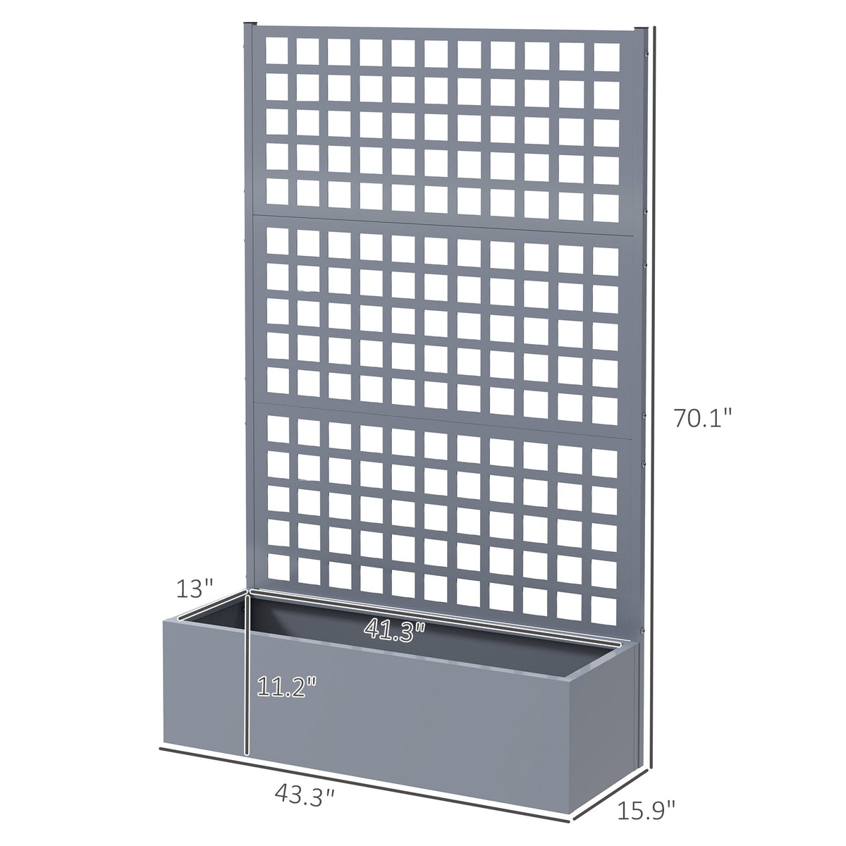 Galvanized Raised Garden Bed with Trellis, 43" x 16" x 70", Gray — product view 5