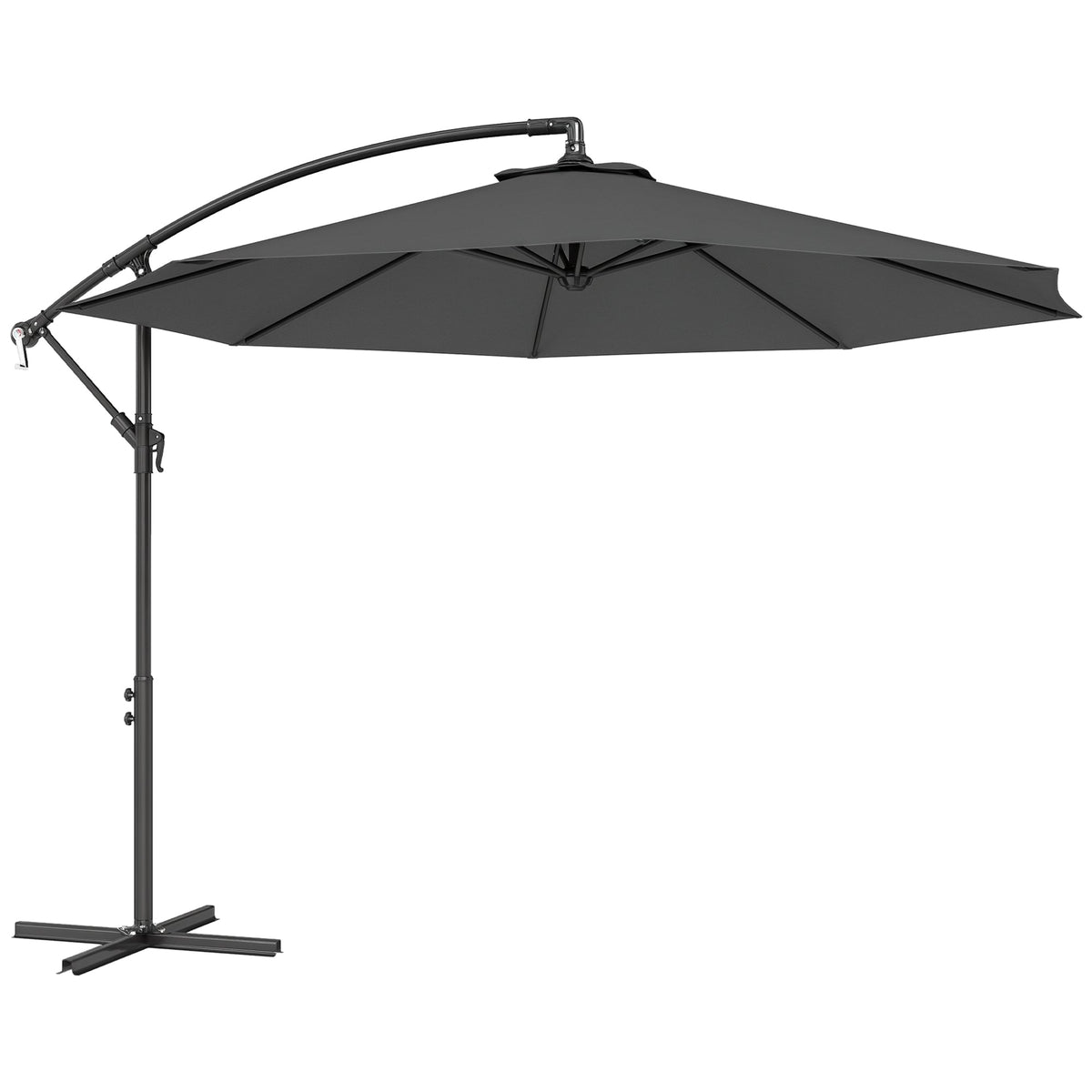 10' Deluxe Patio Umbrella with Crank and Cross Base, Grey — product view 1