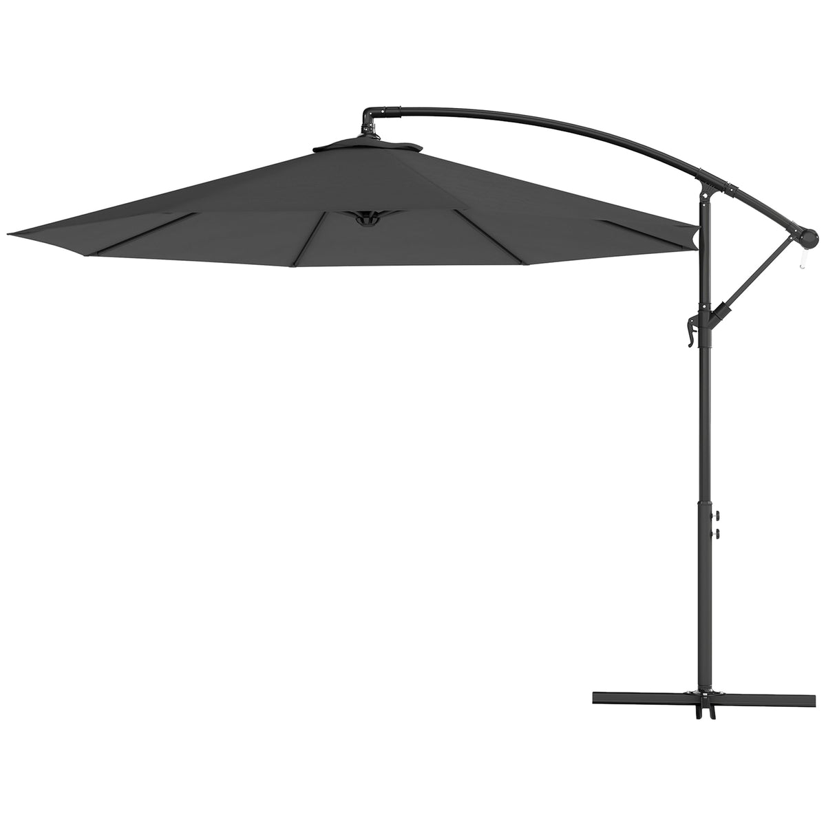 10' Deluxe Patio Umbrella with Crank and Cross Base, Grey — product view 2