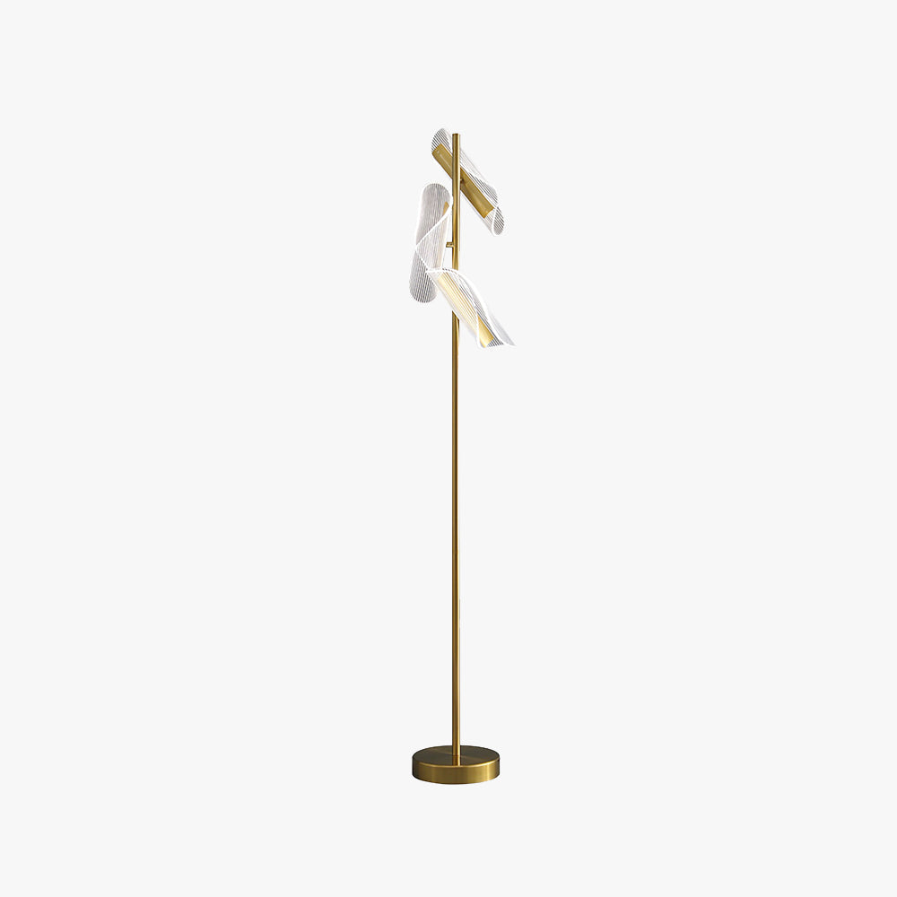 Salgado Floor Lamp Waves/3 Heads Modern, , Gold/White, Living Room — product view 2