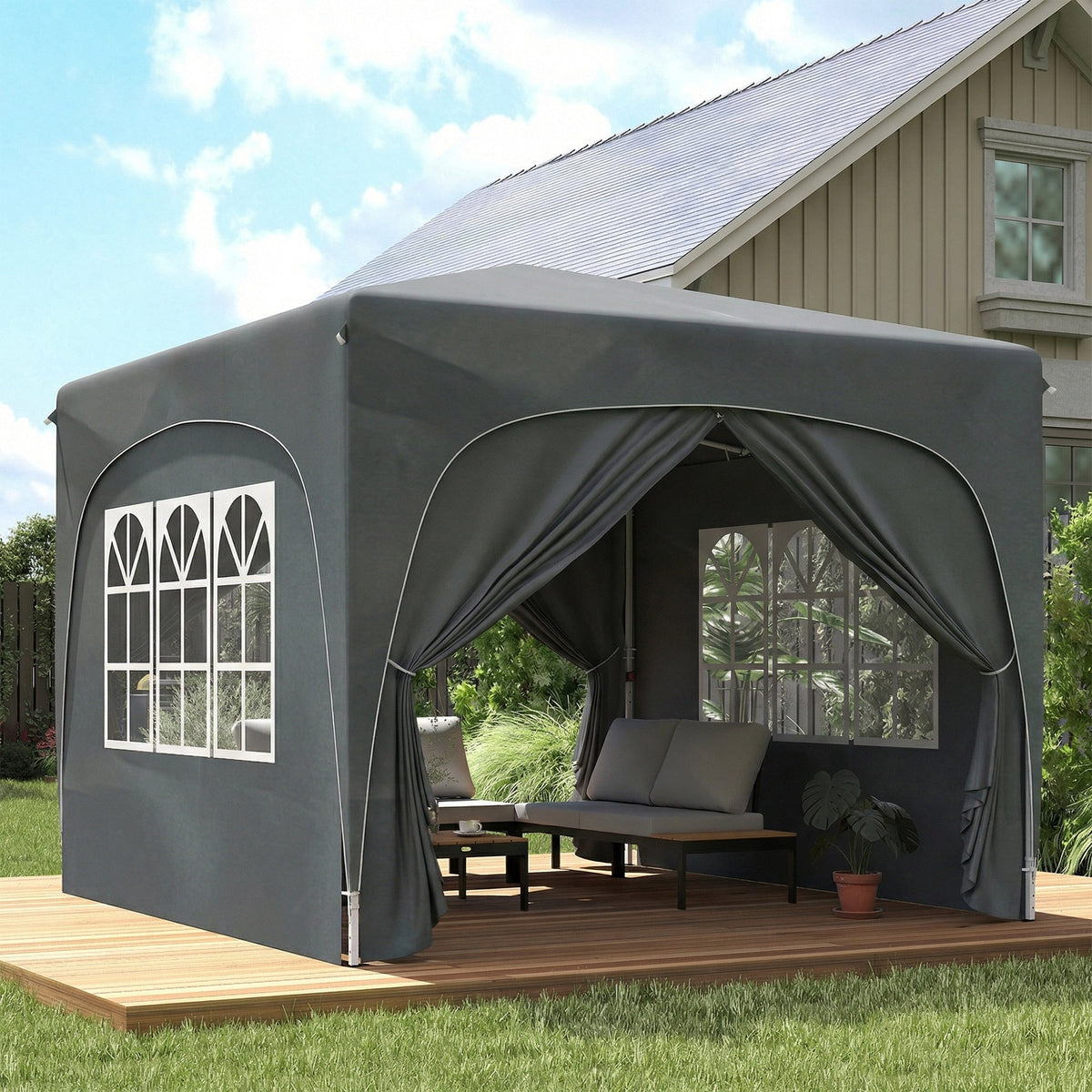 3 x 3 m Pop Up Gazebo with Sides, Carry Bag and UPF50+, Dark Grey — product view 4