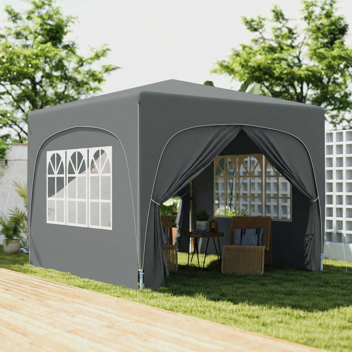 3 x 3 m Pop Up Gazebo with Sides, Carry Bag and UPF50+, Dark Grey — product view 3