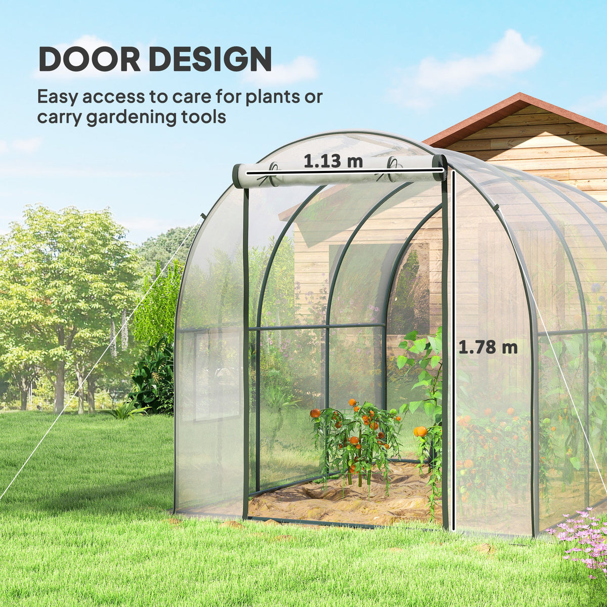 3 x 2 x 2 m Polytunnel Greenhouse with Roll-up Door, Clear — product view 7