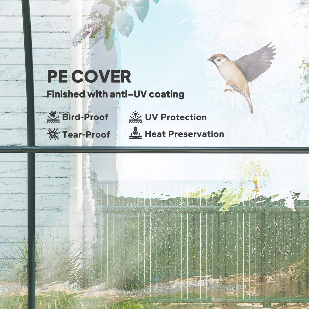 3 x 2 x 2 m Polytunnel Greenhouse with Roll-up Door, Clear — product view 6