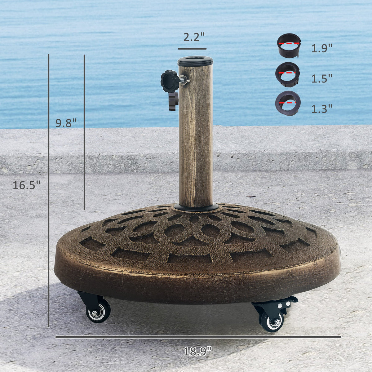 46 lbs Patio Umbrella Base with Wheels, Bronze — product view 5