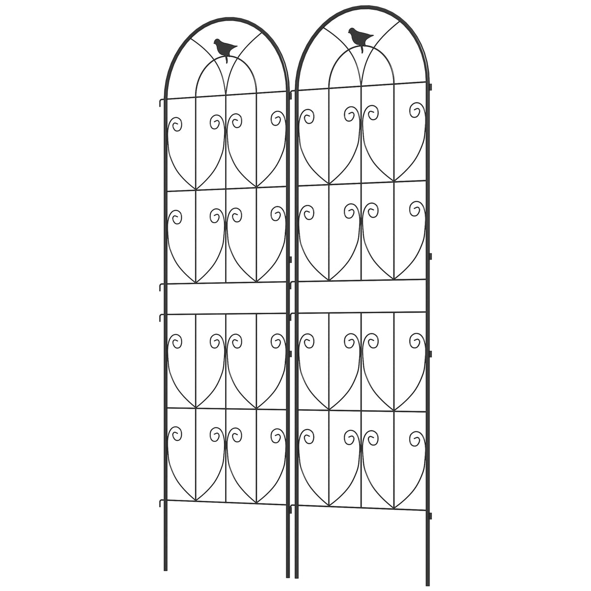 Set of 2 Metal Garden Trellis Panels, 180 x 50 cm, Bird Design — product view 2