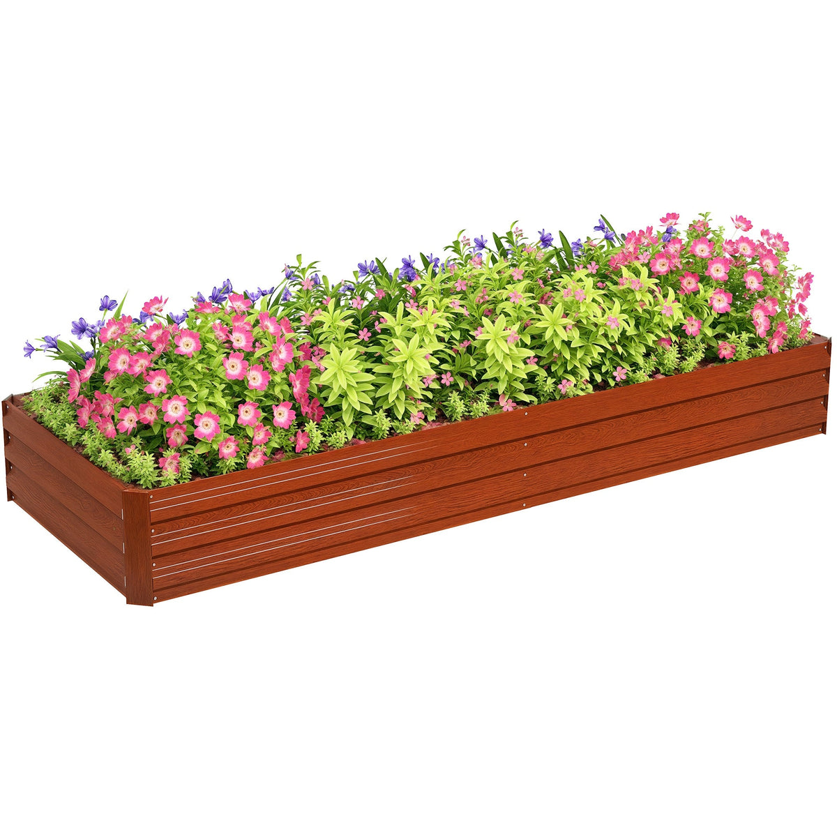 8' x 3' x 1' Galvanized Raised Garden Bed for Growing Flowers, Succulents, Natural Wood — product view 1