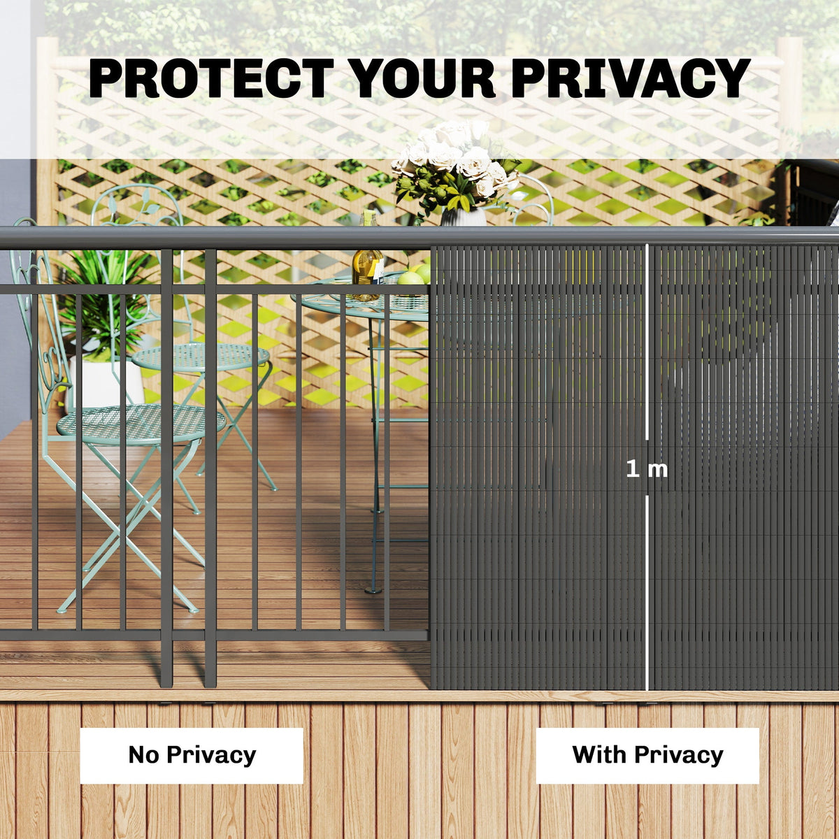 2pcs Plastic Privacy Screening Fence, 1 m x 5 m, Dark Grey — product view 7
