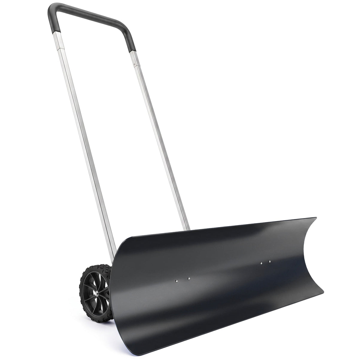 37-Inch Extra-Wide Snow Pusher with Wheels, Black, Adjustable Ergonomic Handle — product view 1