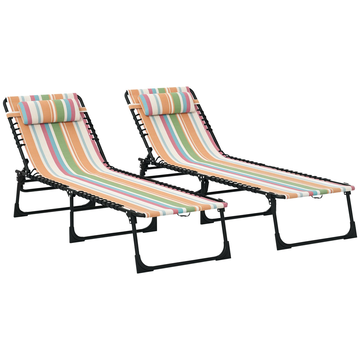 2-Piece Folding Chaise Lounge Set with 4-Position Reclining Back & Breathable Mesh Seat for Poolside and Beach — product view 1