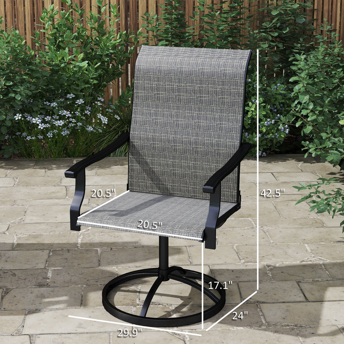2-Piece Outdoor Patio Swivel Chairs, Gray — product view 5