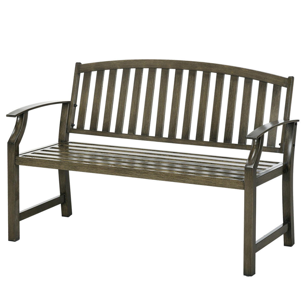 46" Outdoor Garden Metal Bench for Patio, Park, Porch, Lawn, Yard, Deck, Black — product view 2