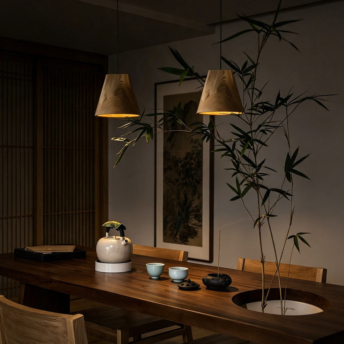 WOMO Wooden Taper Single Pendant Light-WM3256 — product view 6
