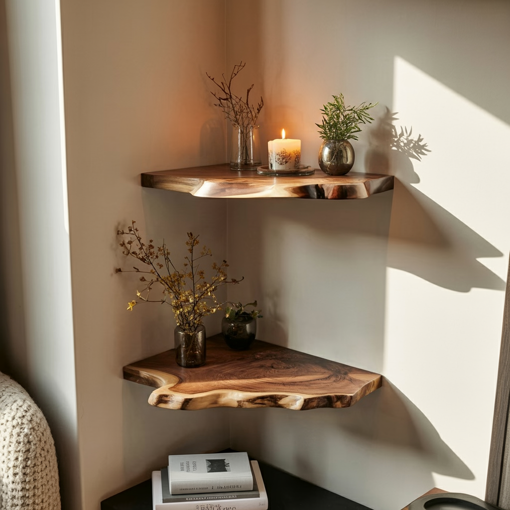 Wavedge Live Edge Floating Corner Shelf — product view 2