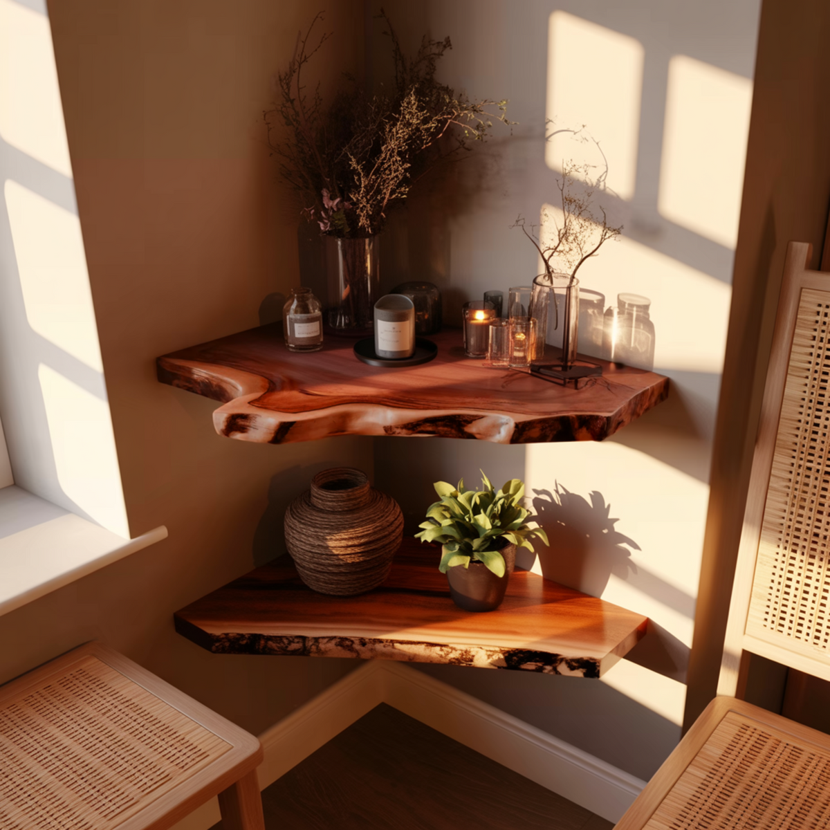 Wavedge Live Edge Floating Corner Shelf — product view 5
