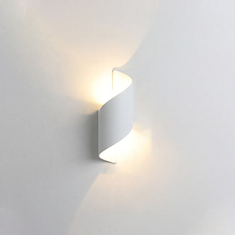 Modern Curl Twisted LED Wall Light Dimmable Bedroom Living Room — White Black Small Medium Large — product view 1