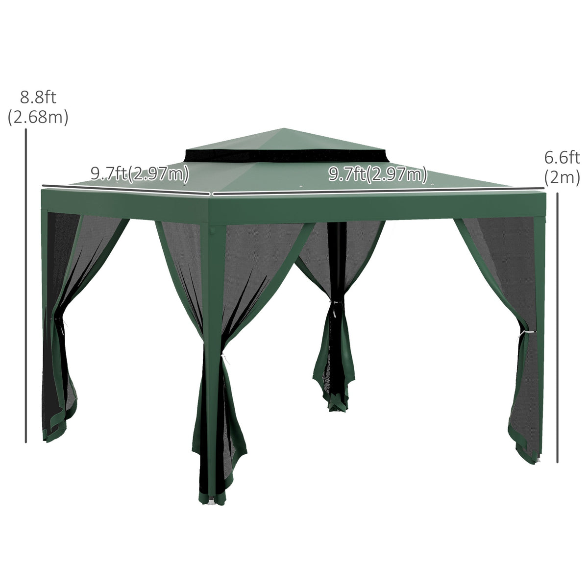 10' x 10' Canopy Tent with Mesh Netting and Double Tier Roof, Green — product view 5