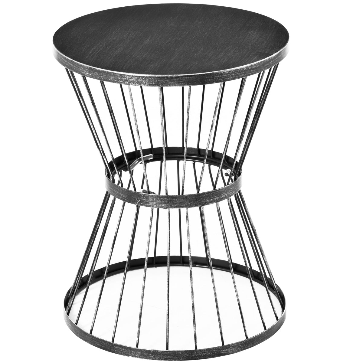 16" Steel Patio Side Table with Hourglass Design, Black — product view 2