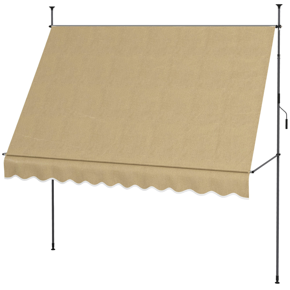 118" Manual Retractable Awning with Support Pole, Beige — product view 2