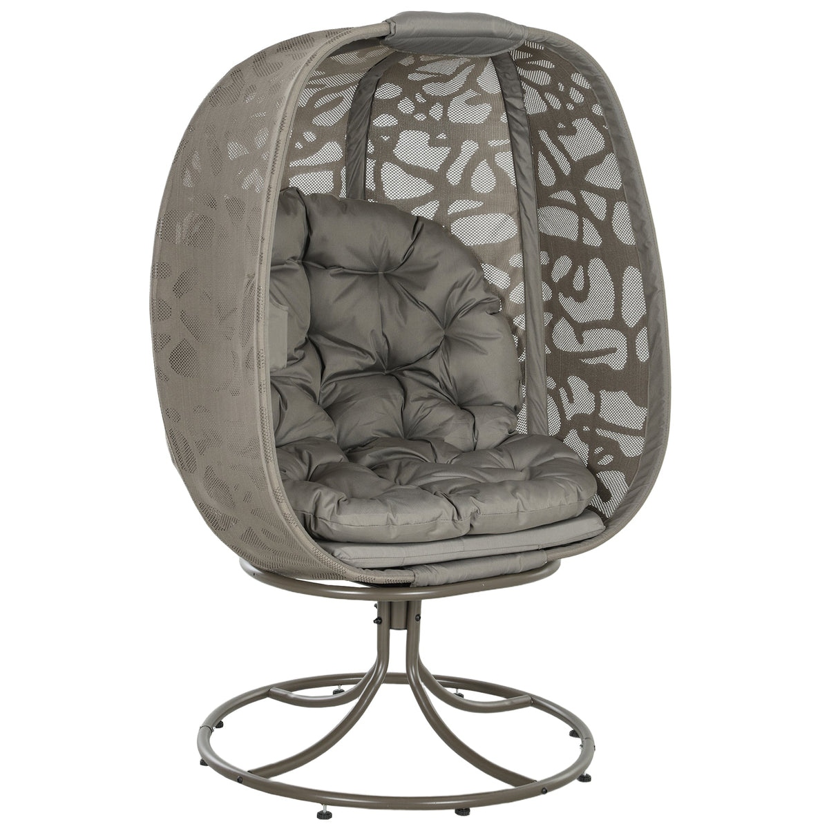 Swivel Egg Chair with Cushions & Foldable Basket Seat, Sand Brown — product view 2