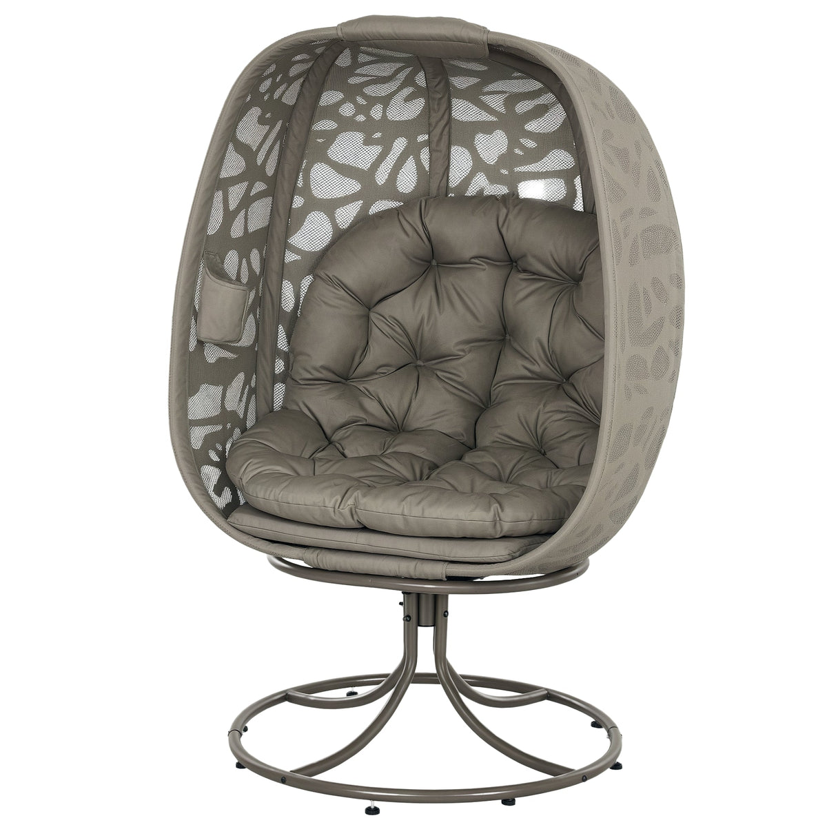 Swivel Egg Chair with Cushions & Foldable Basket Seat, Sand Brown — product view 1
