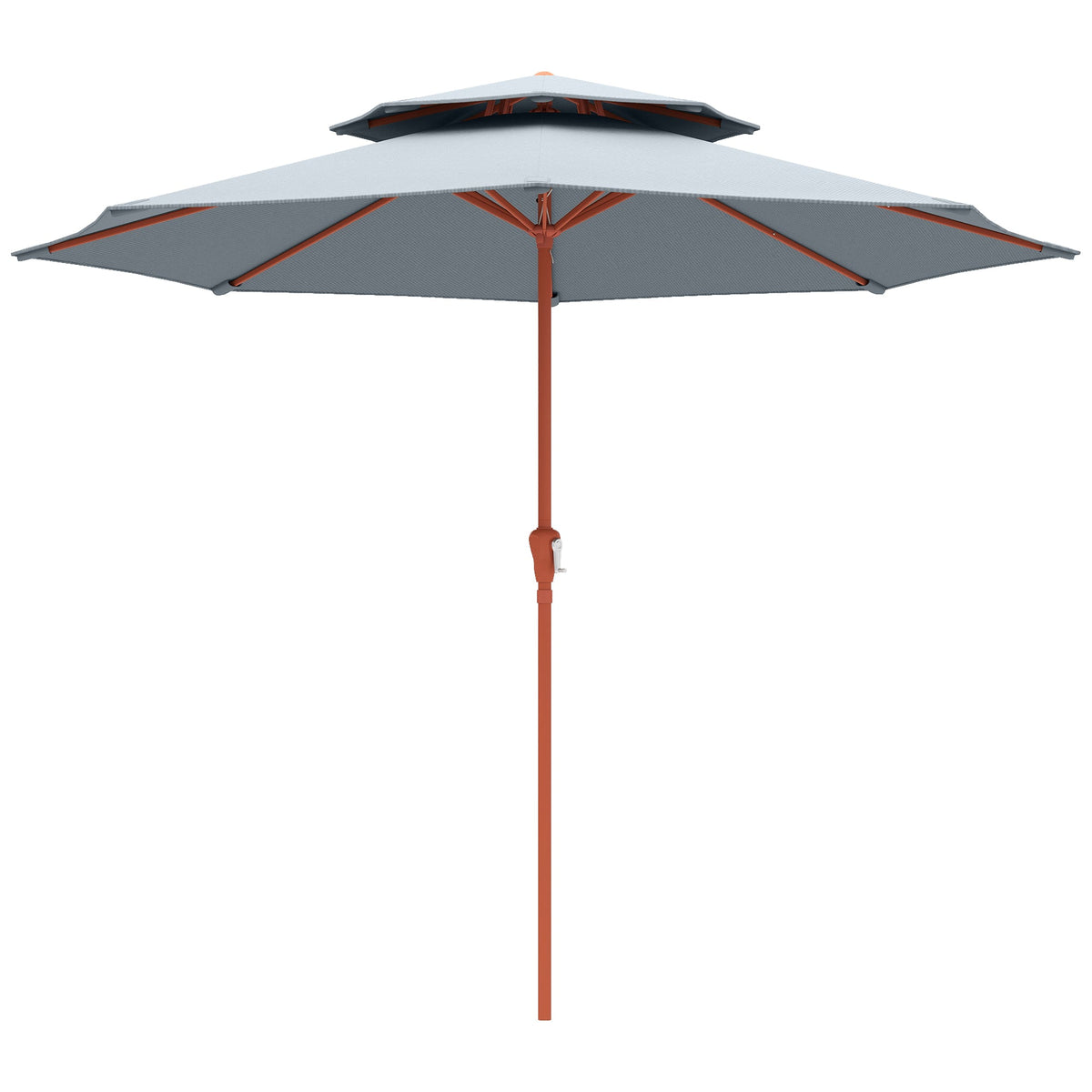 104'' x 104'' Patio Umbrella with Crank and Double Top, Light Grey — product view 2